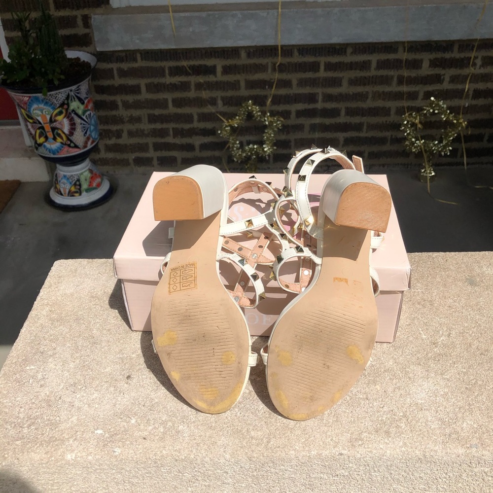 White Studded High Heels - Picture 6 of 7